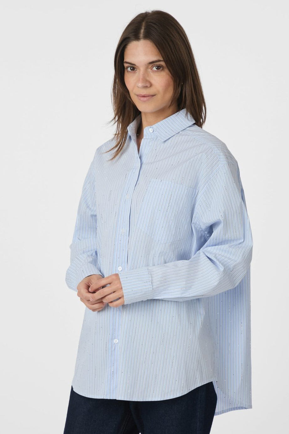 Neo Noir - Dalma Pattern Stone Shirt 166110 - 665 - Light Blue Stripe