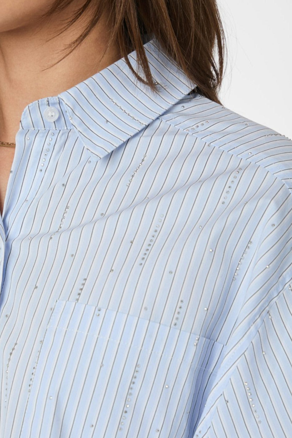 Neo Noir - Dalma Pattern Stone Shirt 166110 - 665 - Light Blue Stripe