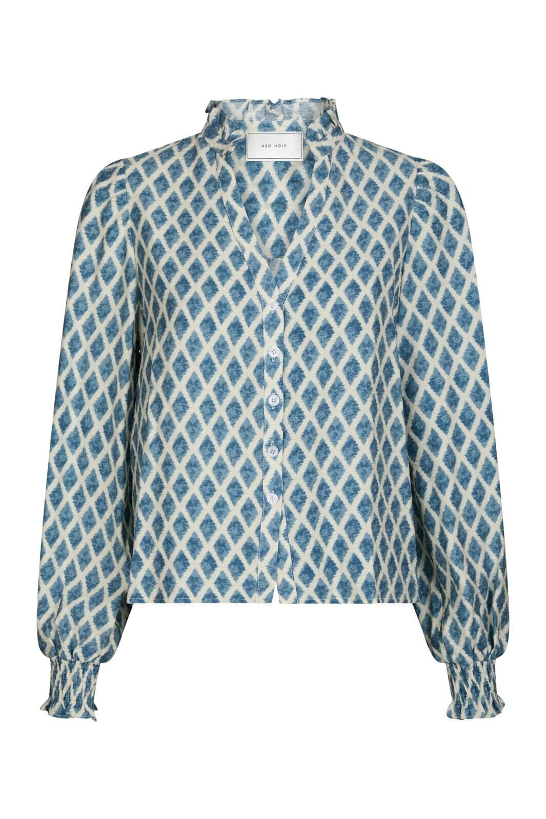 Neo Noir - Delsie Print Blouse 166222 - 407 - Smoke Blue