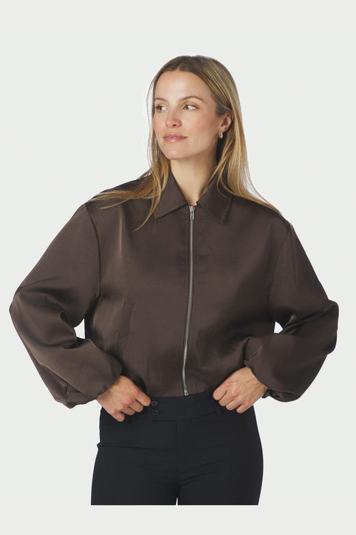 Neo Noir - Denielle Heavy Sateen Jacket 167474 - 676 - Dark Brown