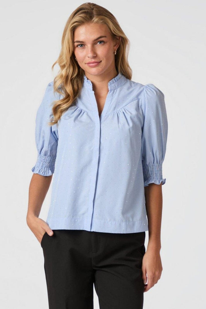 Neo Noir - Diana B Stripe Stone Blouse 164327 - 145 - Light Blue