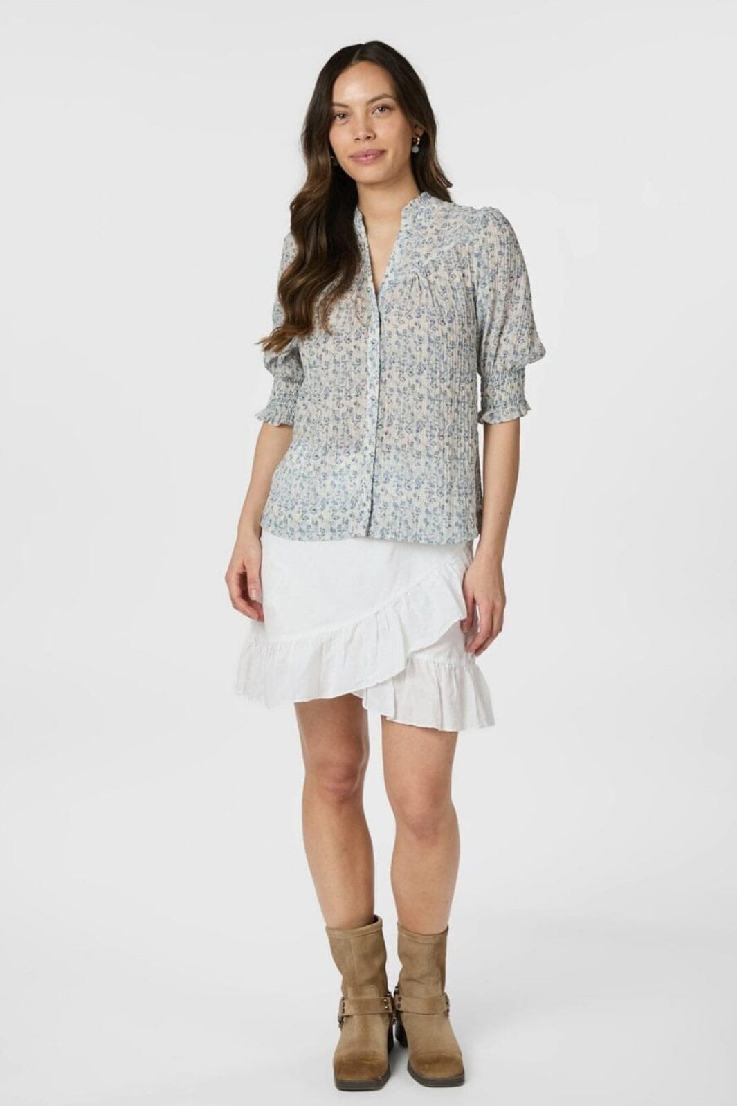 Neo Noir - Diana Misty Floral Blouse 166084 - 140 - Blue