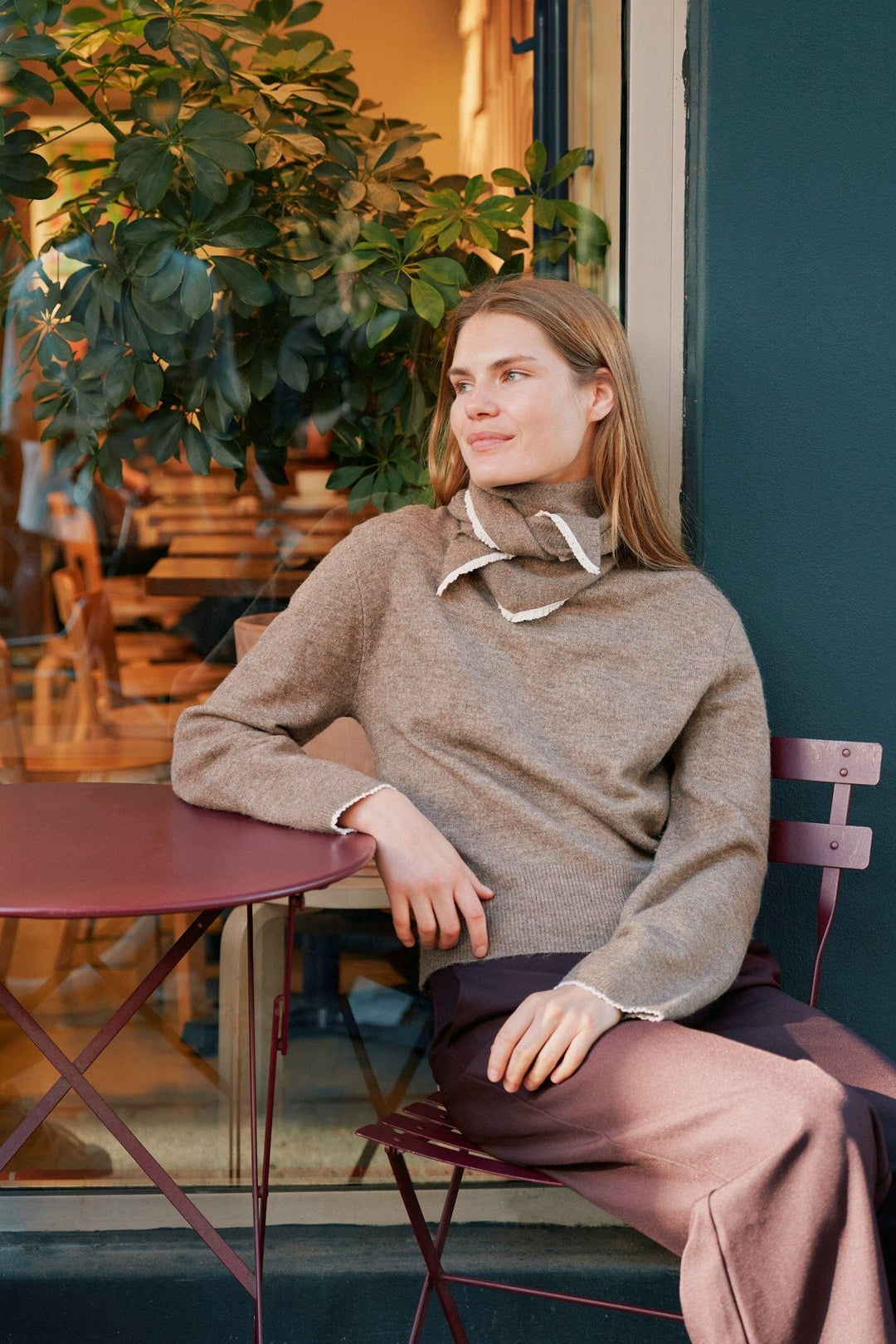 Neo Noir - Eliska Scarf Knit Blouse 170082 - 205 - Brown Melange Tørklæder 