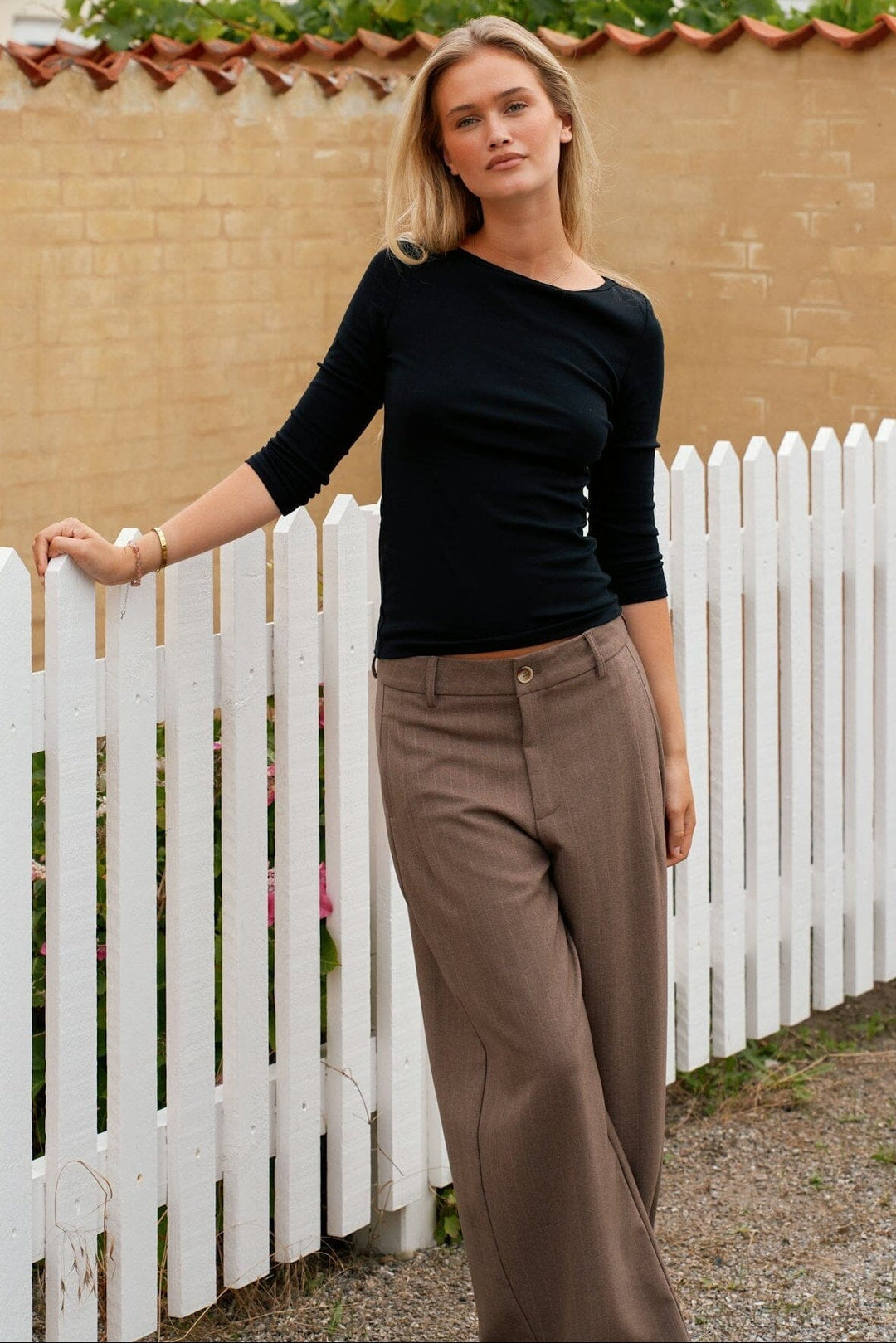 Neo Noir - Essiall Pinstripe Pants 170084 - 214 - Taupe Bukser 