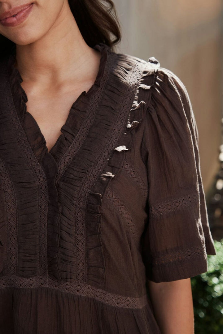 Neo Noir - Evienne S Voile Top 161856 - 676 - Dark Brown Toppe 