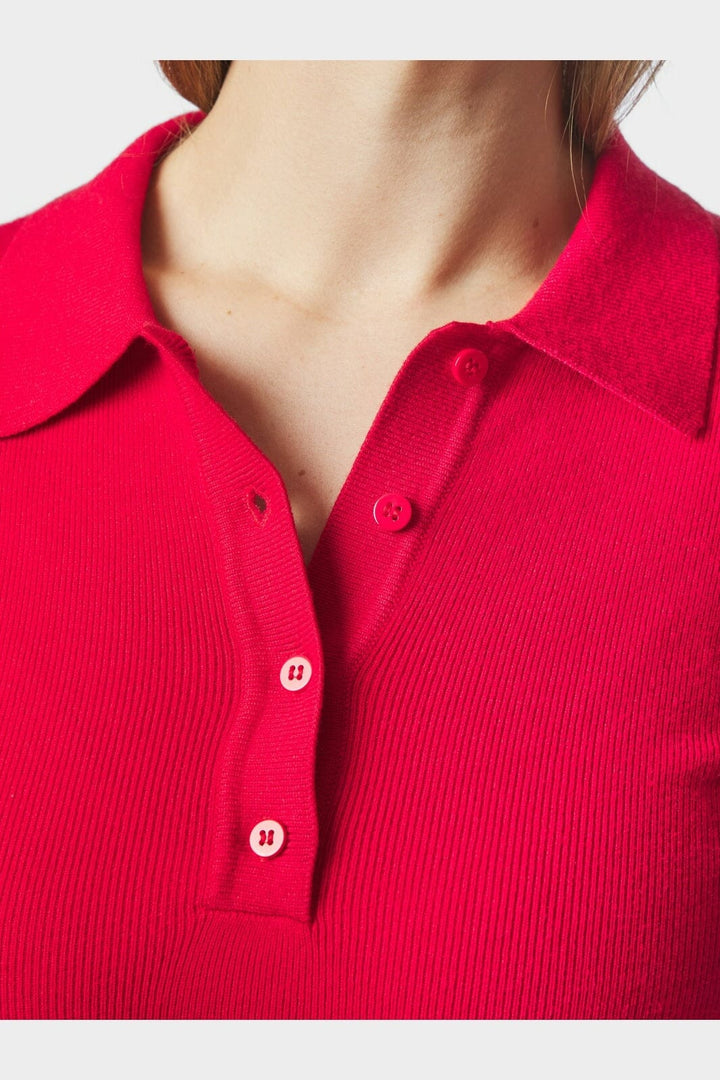 Neo Noir - Fannya Ls Solid Knit Polo 169864 - 160 - Red