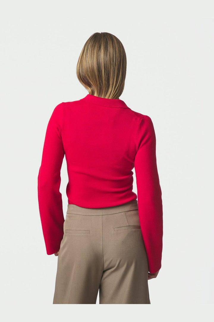 Neo Noir - Fannya Ls Solid Knit Polo 169864 - 160 - Red
