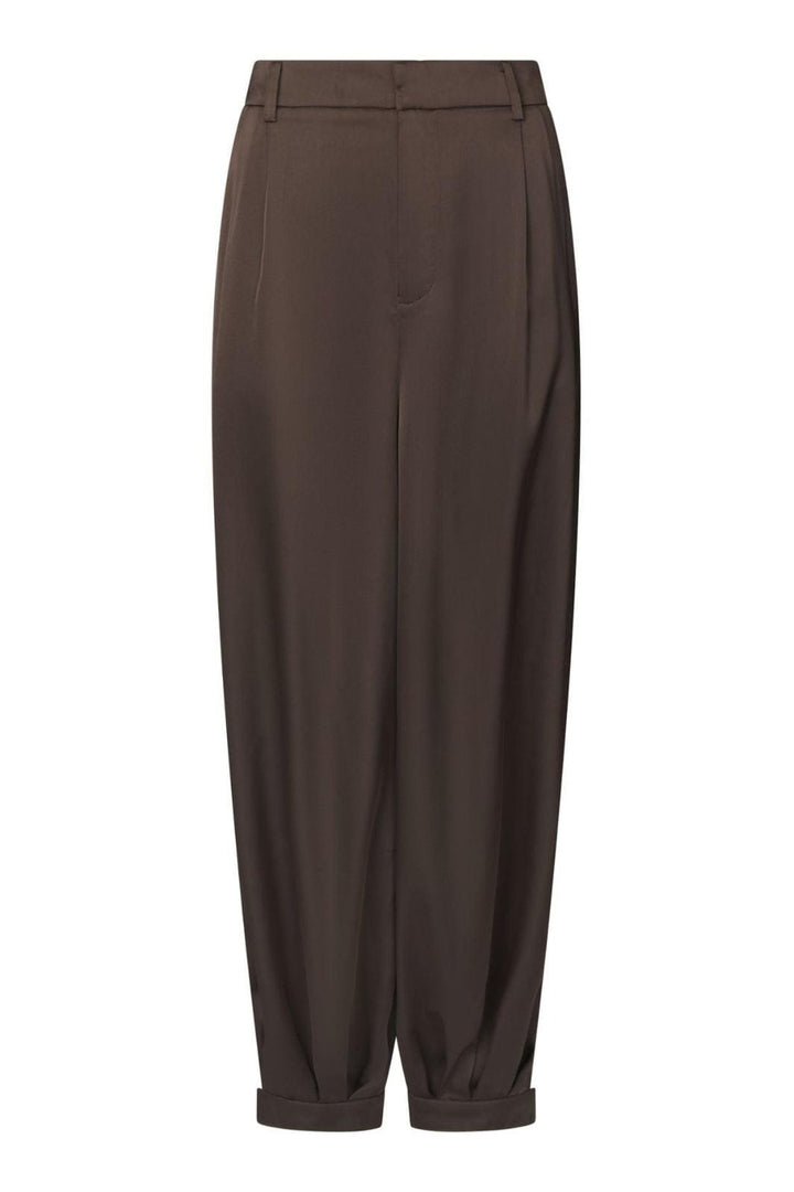 Neo Noir - Fayla Drapy Satin Balloon Pants 167418 - 676 - Dark Brown Bukser 