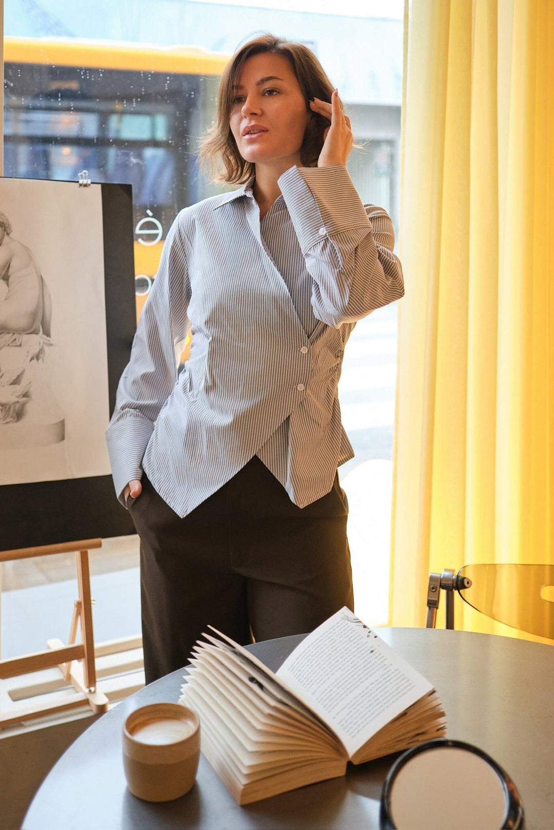 Neo Noir - Fenli Striped Shirt 165677 - 130 - Grey Skjorter 