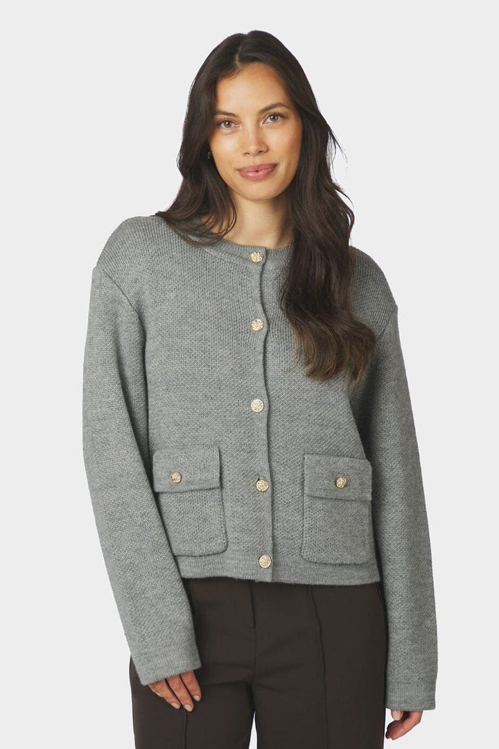 Neo Noir - Glenna Knit Cardigan 169690 - 133 - Grey Melange