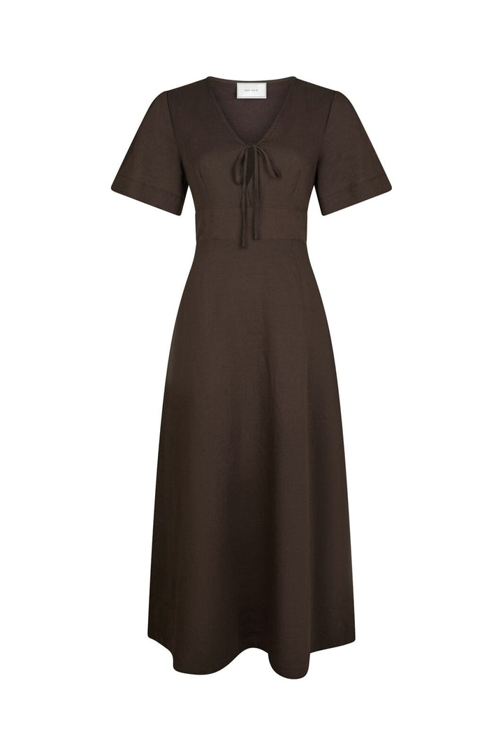 Neo Noir - Ilsie Linen Dress 166101 - 676 - Dark Brown