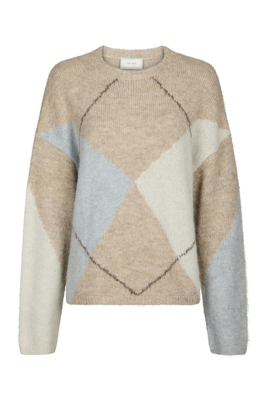 Neo Noir - Inga Check Fluff Knit Blouse 165205 - 976 - Beige Melange