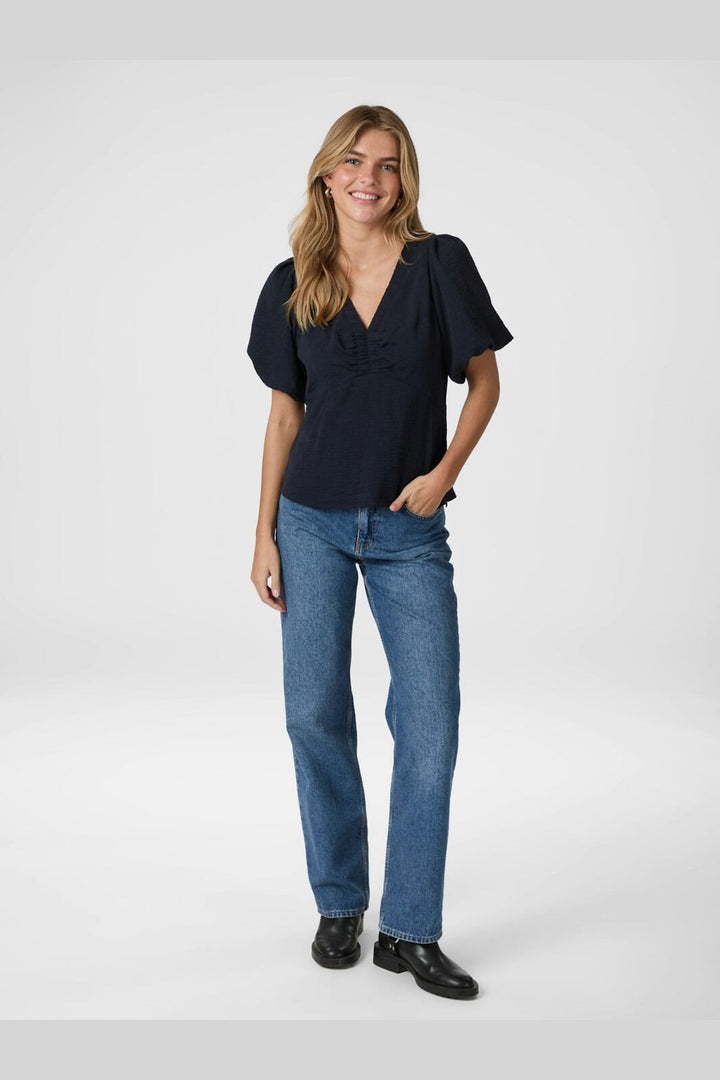 Neo Noir - Irina Structure Blouse 165910 - 141 - Navy