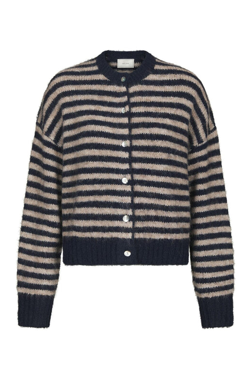 Neo Noir - Isana Stripe Fluffy Knit Cardigan 169700 - 575 - Navy Striped