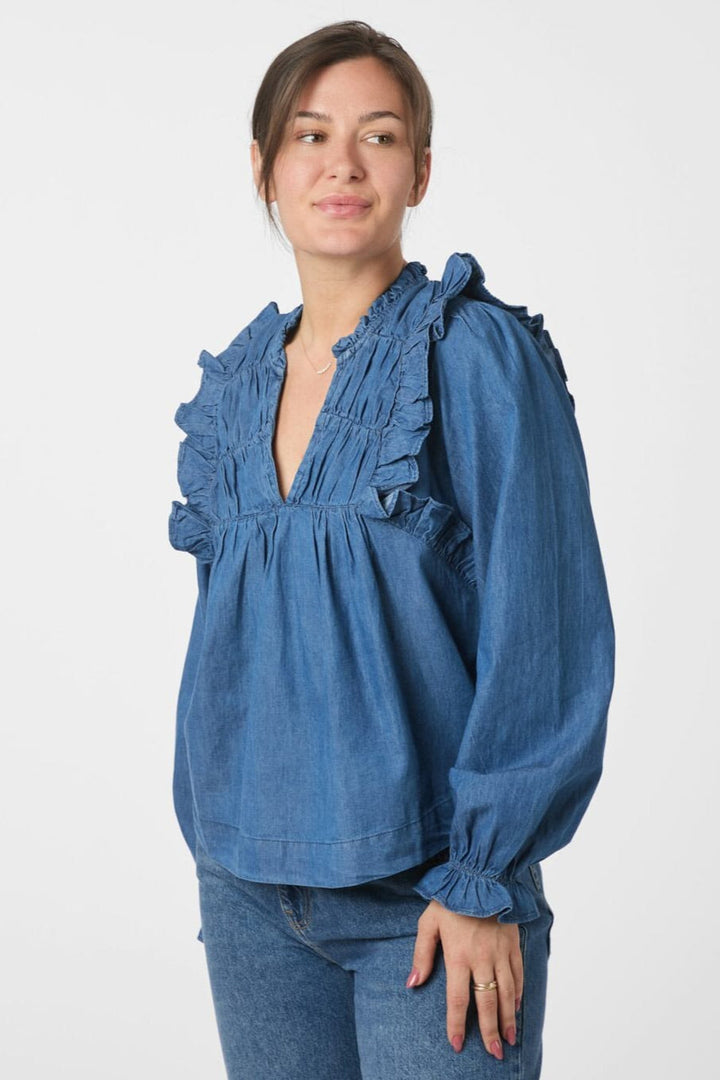 Neo Noir - Janis Denim Blouse 166664 - 140 - Blue