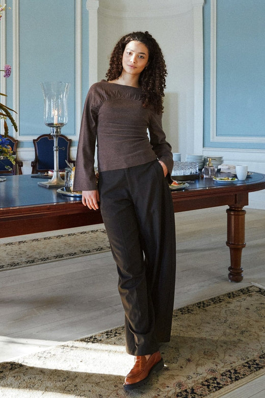 Neo Noir - Kaiba Knit Blouse 166875 - 205 - Brown Melange Bluser 