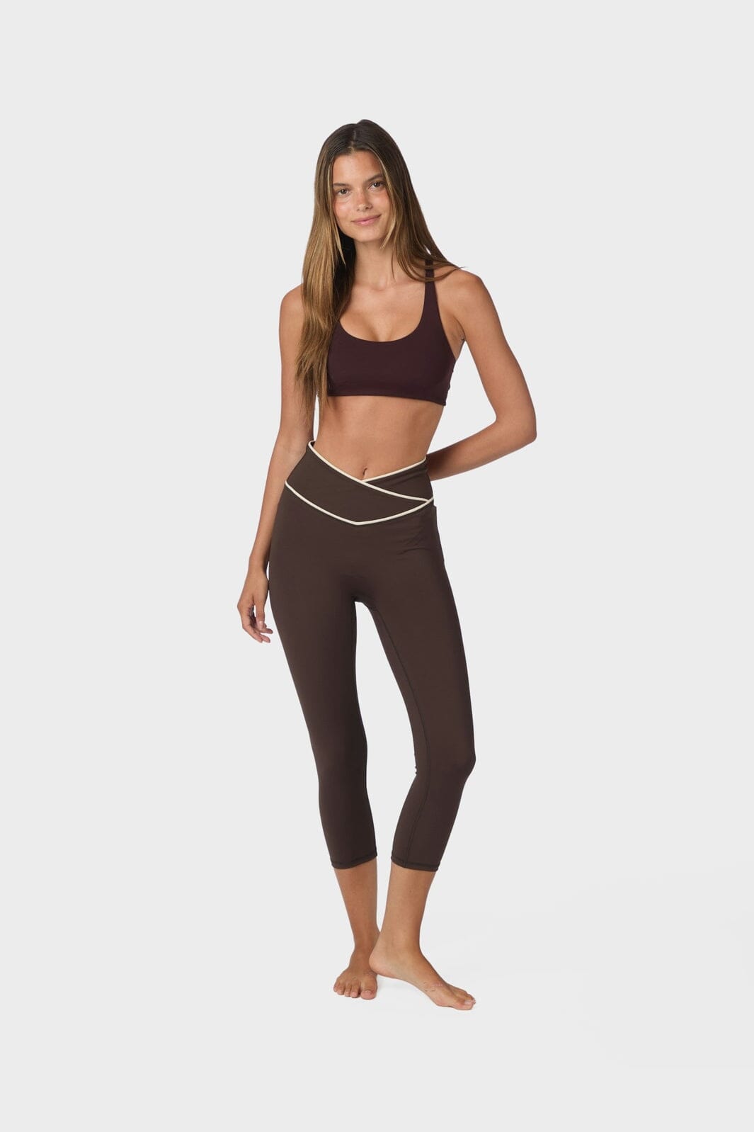 Neo Noir - Lea Wrap Contrast Capri Pants 170725 - 676 - Dark Brown