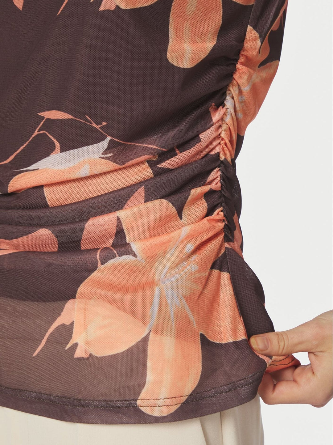 Neo Noir - Liblana Flower Mesh Top 168871 - 210 - Brown Toppe 