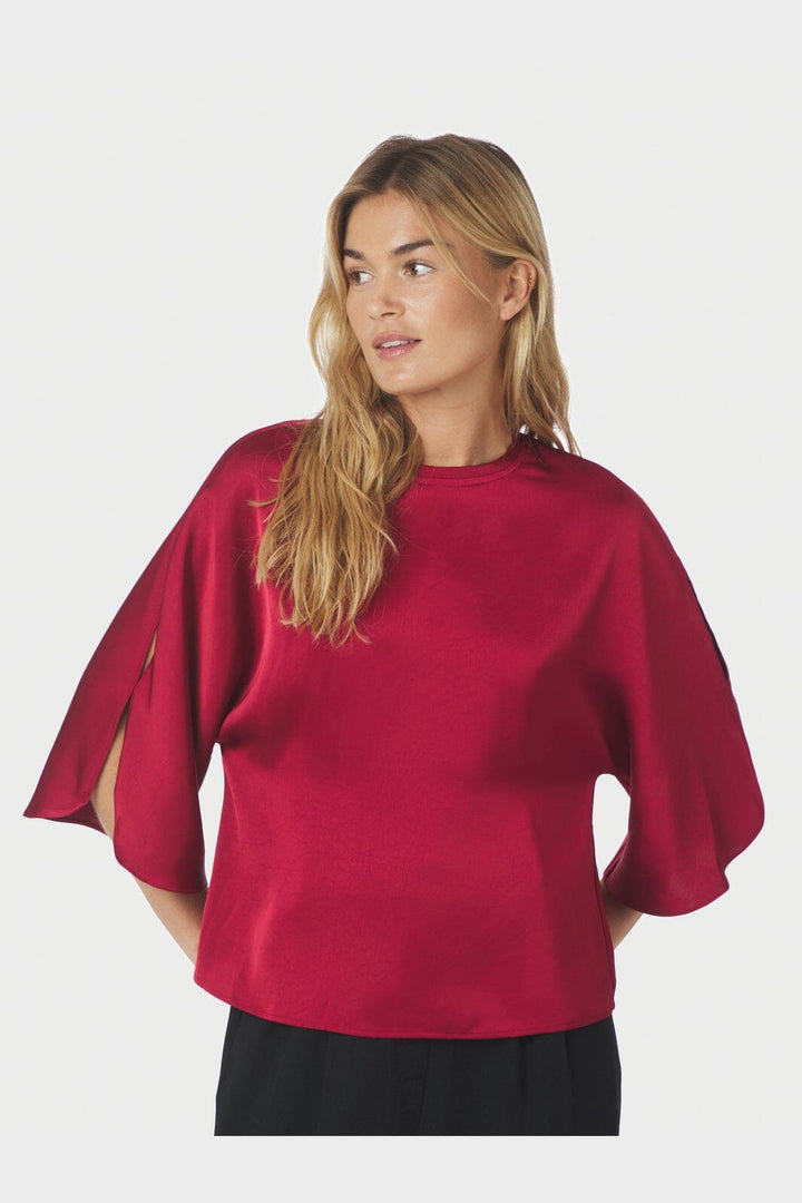 Neo Noir - Liora Heavy Sateen Blouse 165567 - 321 - Dark Red