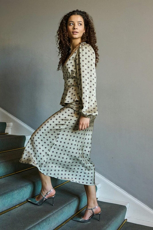 Neo Noir - Jellima Dotted Blouse 167743 - 236 - Pistachio Bluser 