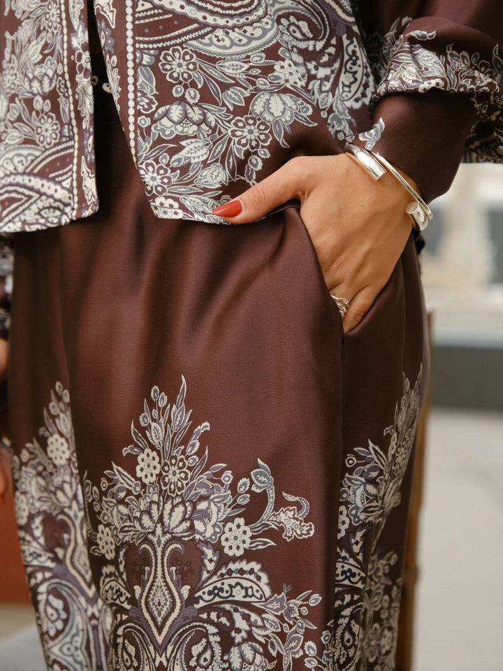 Neo Noir - Lunet Paisley Border Pants 167274 - 676 - Dark Brown Bukser 