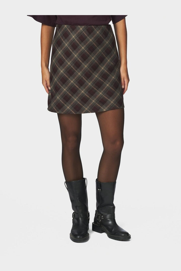 Neo Noir - Lunna Check Skirt 165705 - 182 - Plum