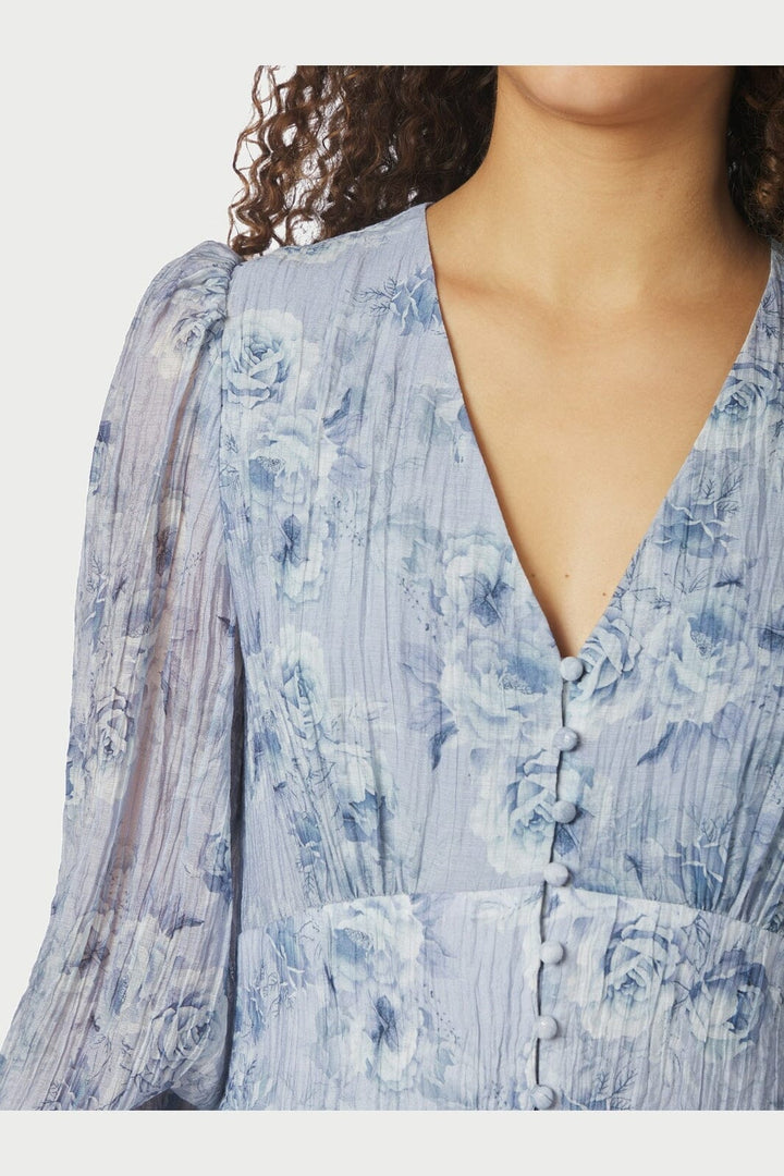 Neo Noir - Mabella Crepe Print Dress 167703 - 142 - Dusty Blue