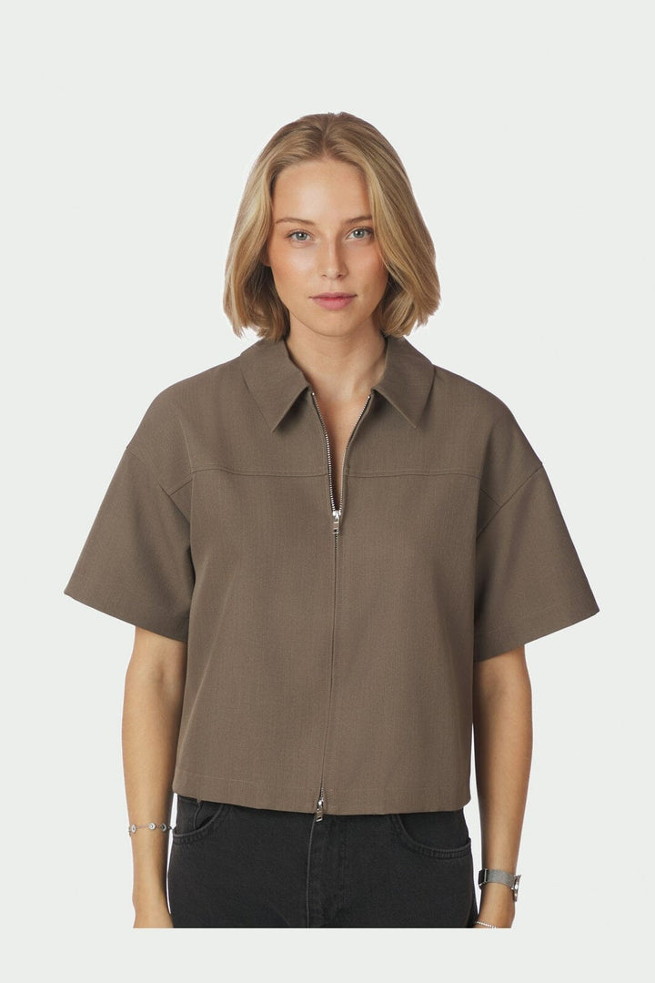 Neo Noir - Madicken Structure Blouse 167242 - 214 - Taupe