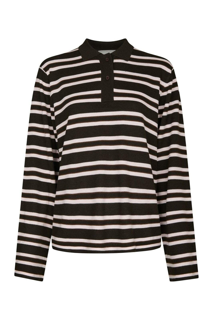 Neo Noir - Mala Polo Knit Blouse 167213 - 676 - Dark Brown