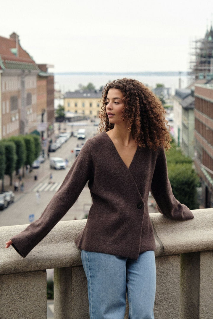 Neo Noir - Marie Louise Knit Cardigan 162031 - 205 - Brown Melange Cardigans 