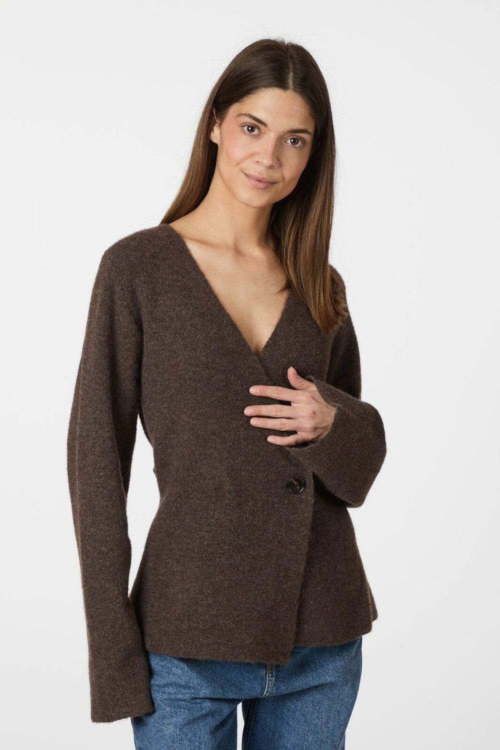 Neo Noir - Marie Louise Knit Cardigan 162031 - 205 - Brown Melange