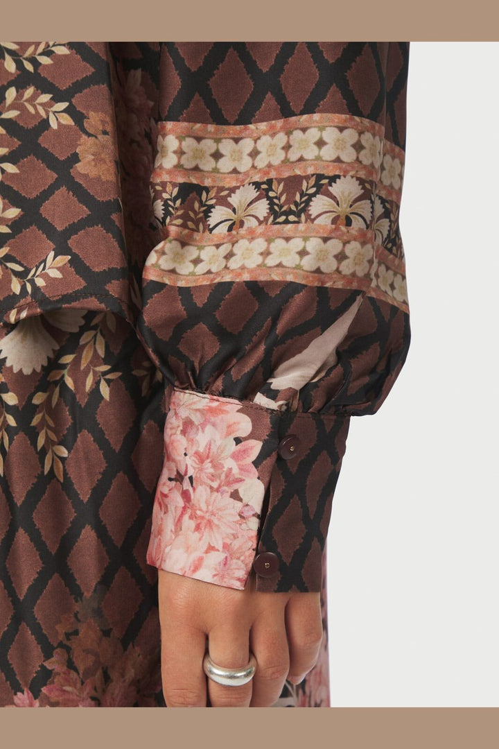 Neo Noir - Massima Botanical Border Blouse 167029 - 100 - Black