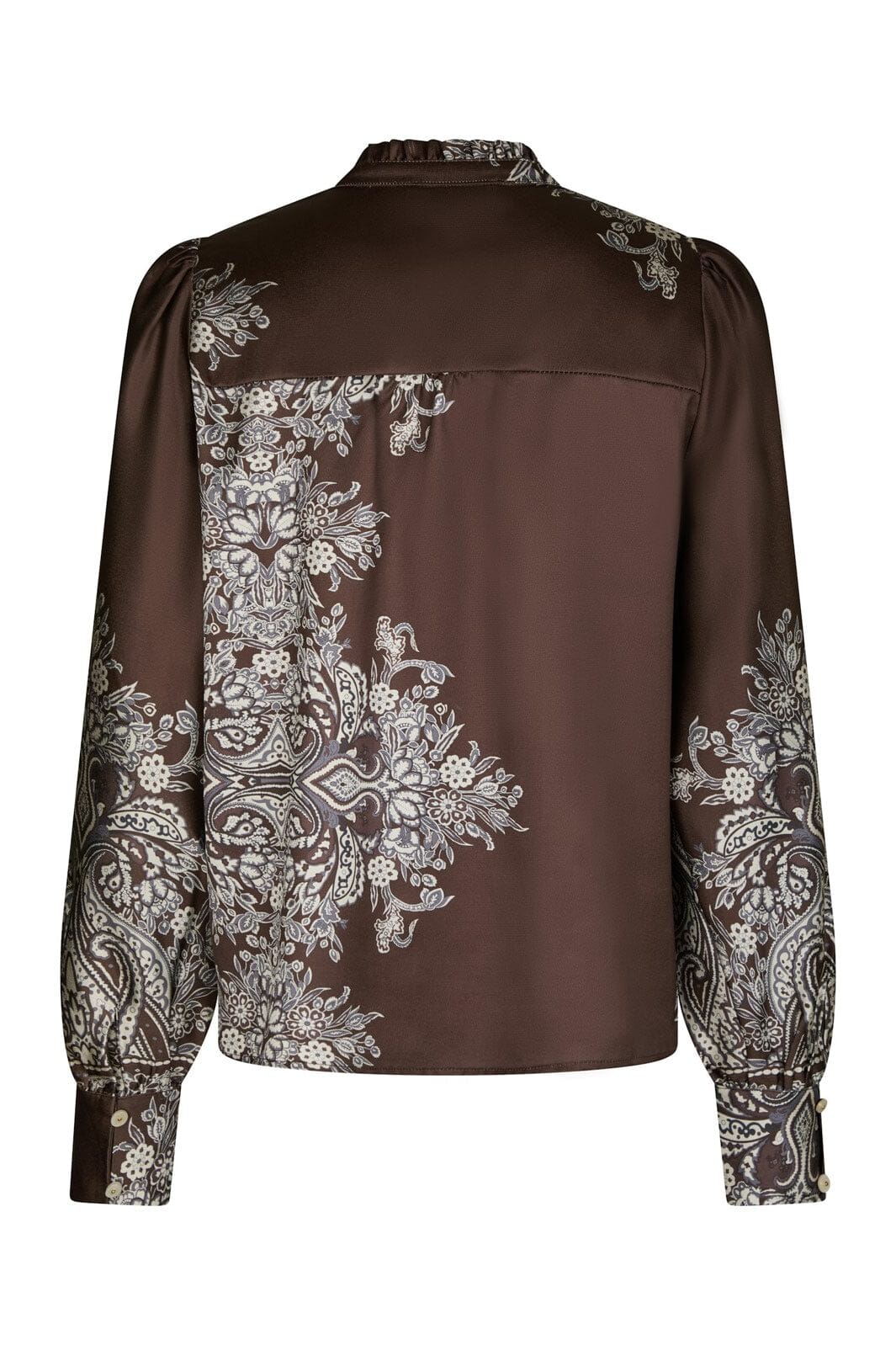 Neo Noir - Massima Paisley Border Blouse 160960 - 676 - Dark Brown
