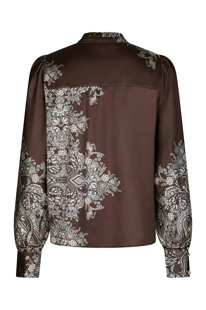 Neo Noir - Massima Paisley Border Blouse 160960 - 676 - Dark Brown