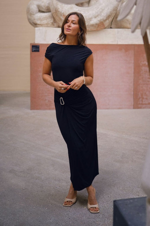 Neo Noir - Minja Drapy Dress 165728 - 100 - Black Kjoler 