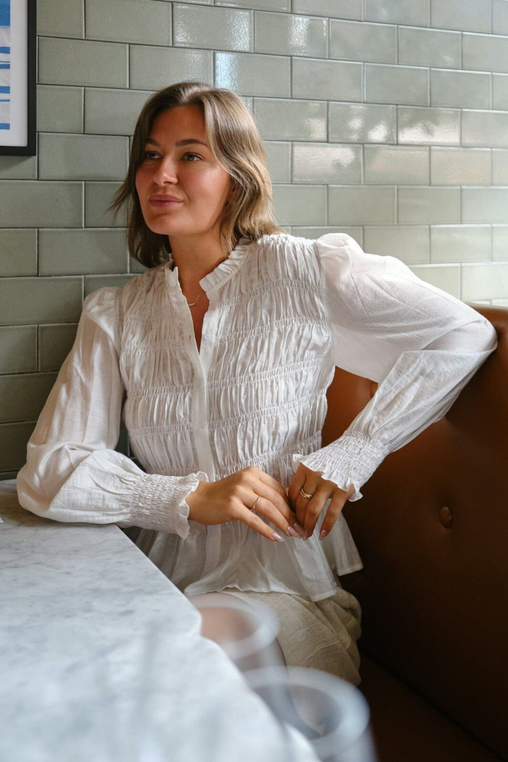 Neo Noir - Mocca Smock Blouse 166155 - 121 - Off White Bluser 