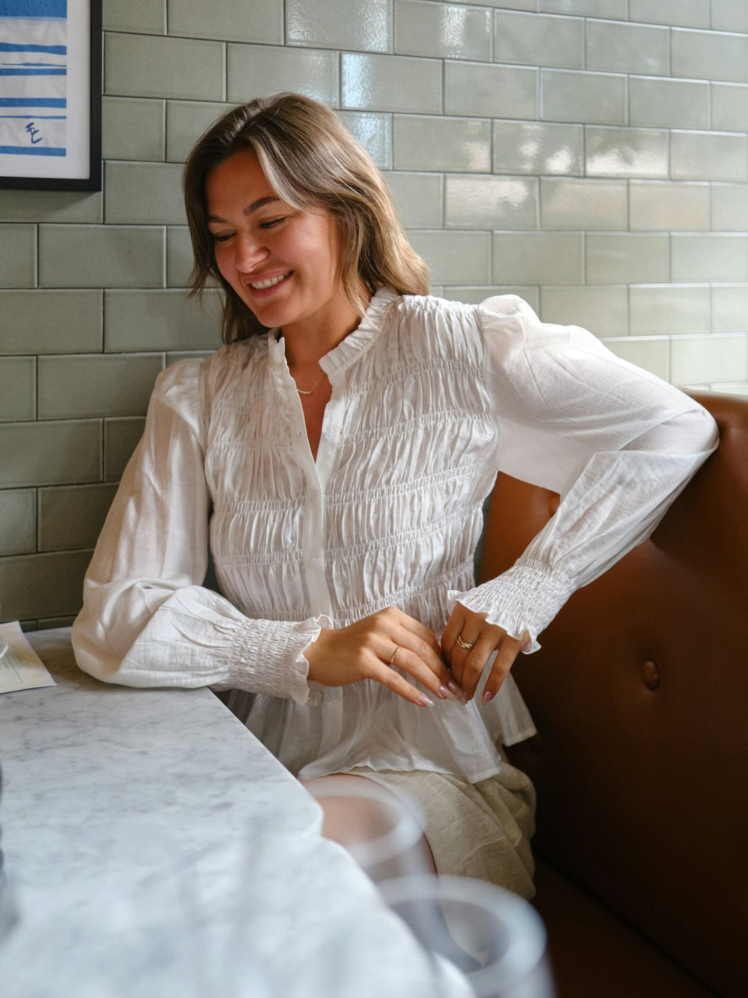 Neo Noir - Mocca Smock Blouse 166155 - 121 - Off White Bluser 