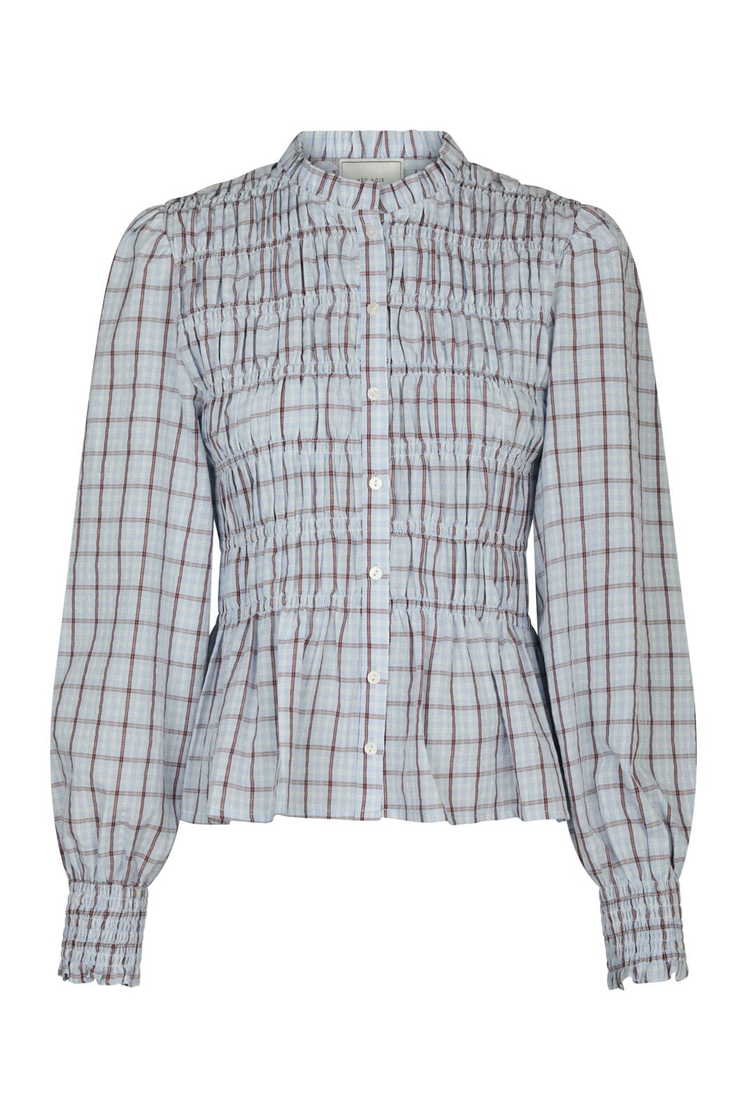 Neo Noir - Mocca Smock Check Blouse 166900 - 145 - Light Blue
