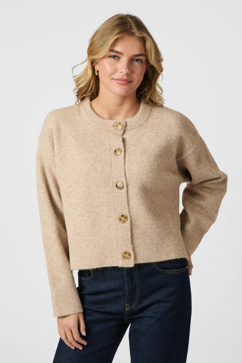Neo Noir - Muki Knit Cardigan 165089 - 119 - Sand Melange