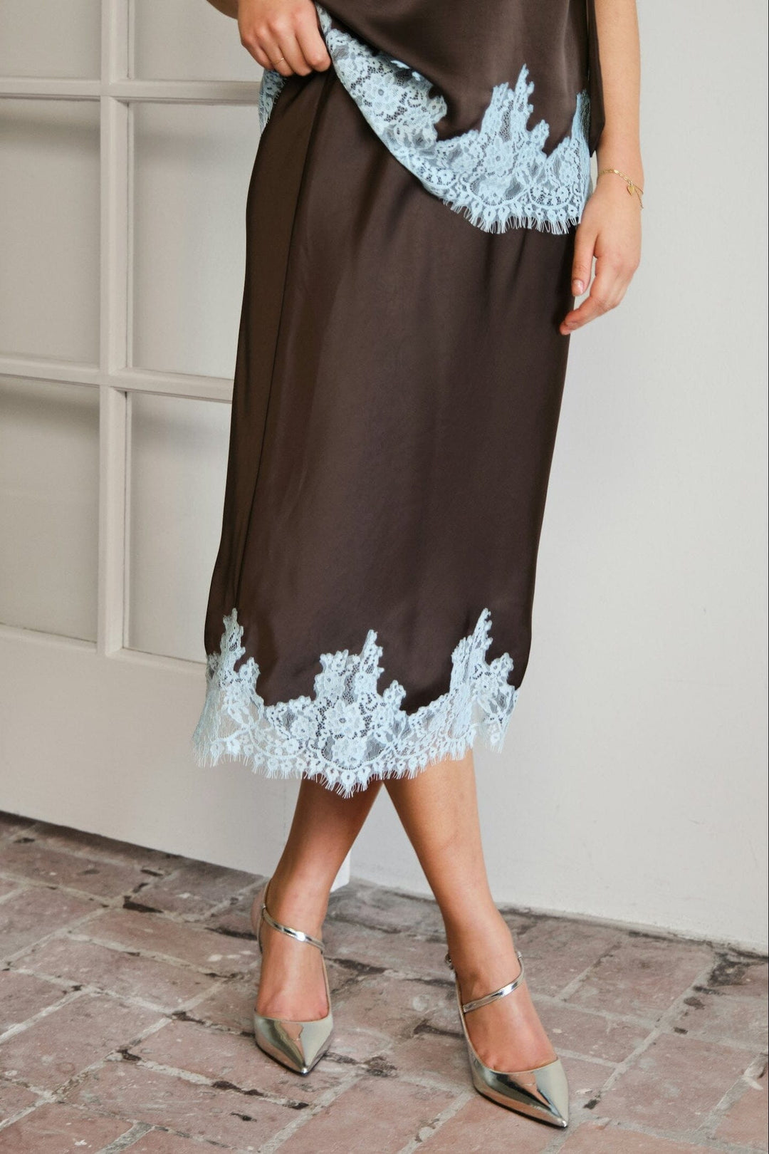 Neo Noir - Naira Lace Skirt 167839 - 676 - Dark Brown Nederdele 
