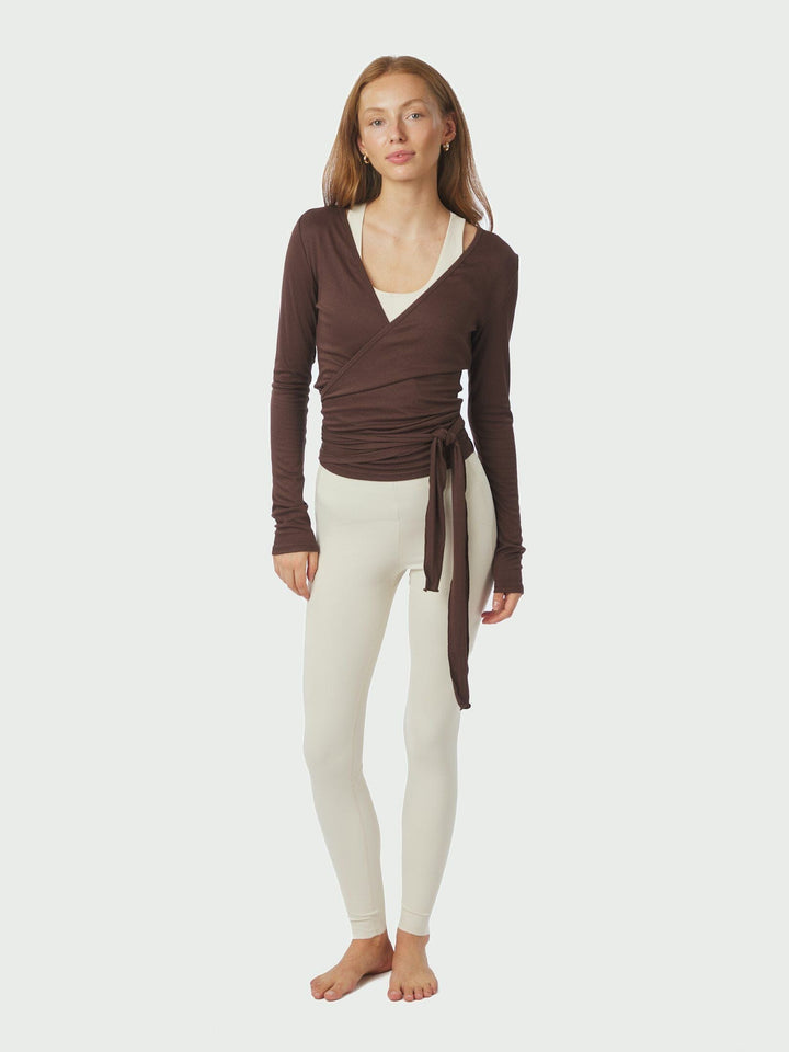 Neo Noir - Nia Jersey Wrap Blouse 165501 - 584 - Chocolate Brown Bluser 