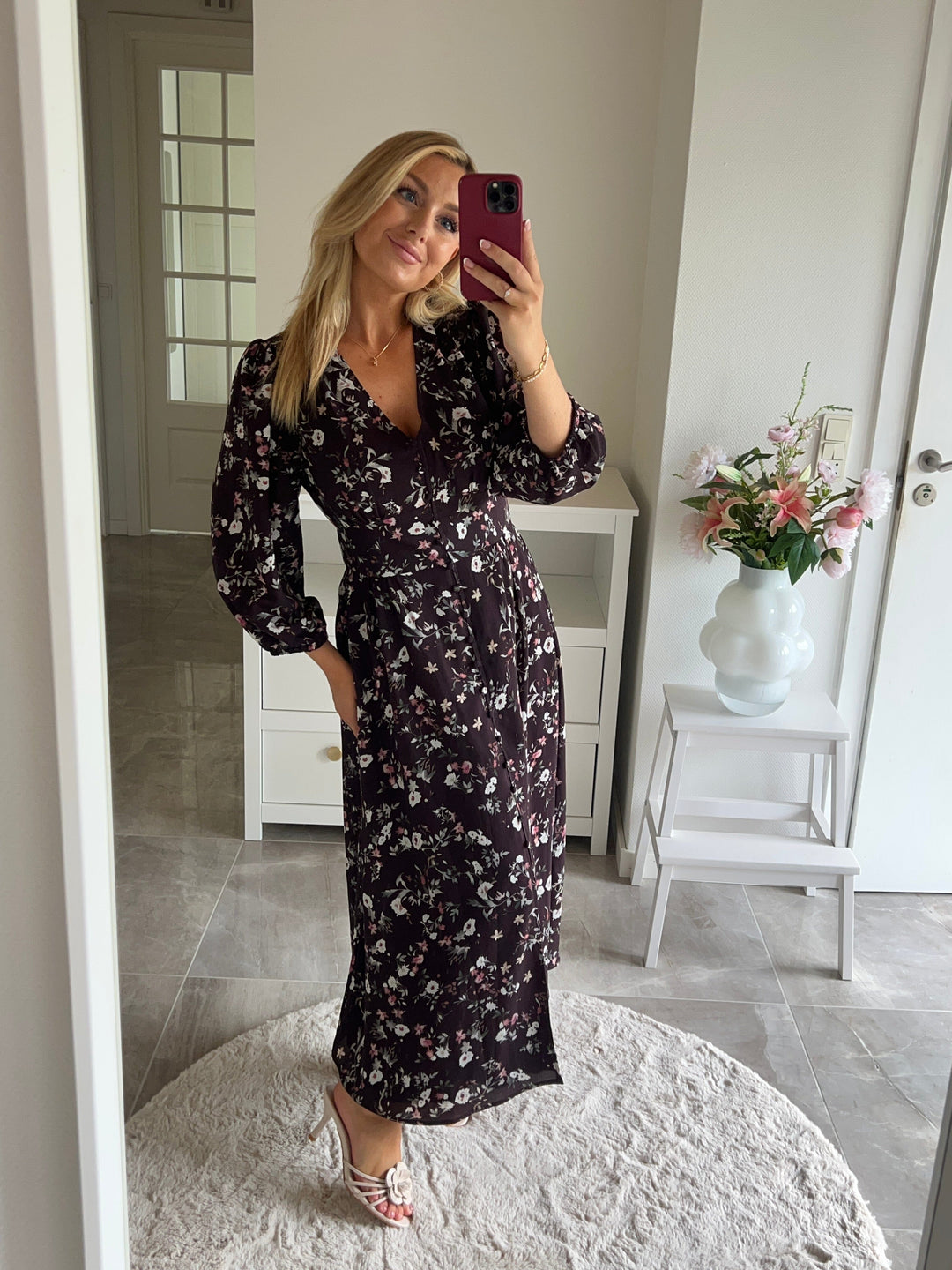 Neo Noir - Olana Blossomy Flower Dress 170667 - 210 - Brown Kjoler 