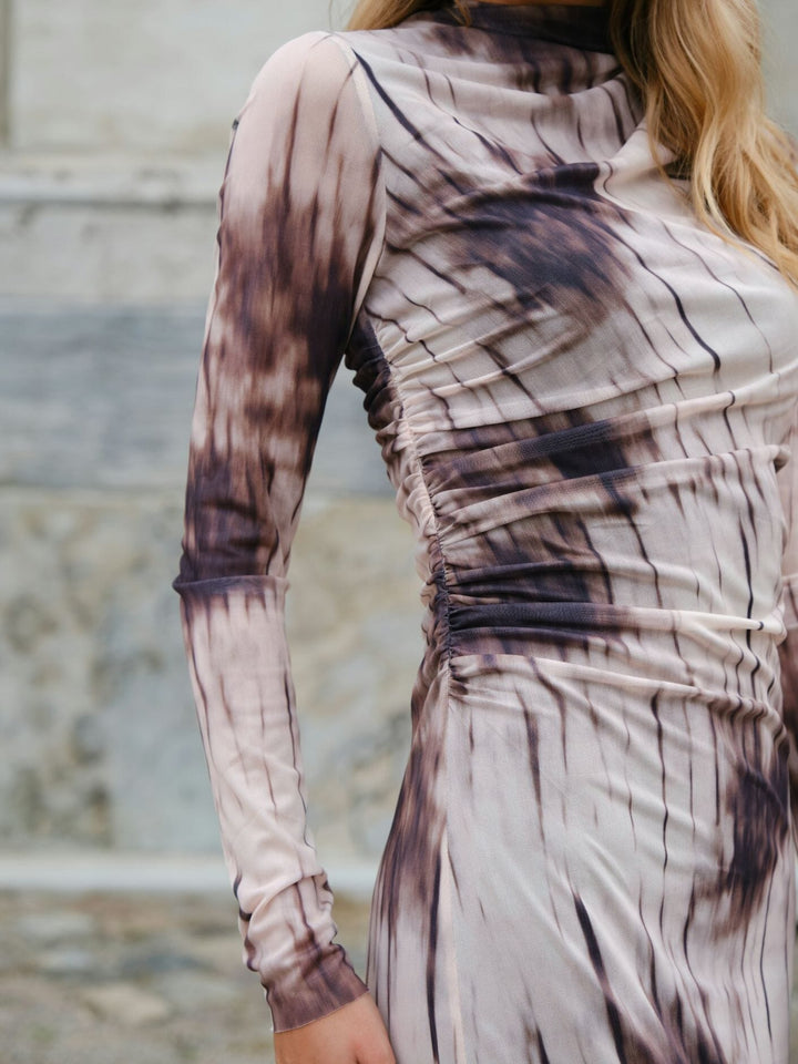 Neo Noir - Onessa Faded Mesh Dress 166016 - 306 - Dusty Brown Kjoler 