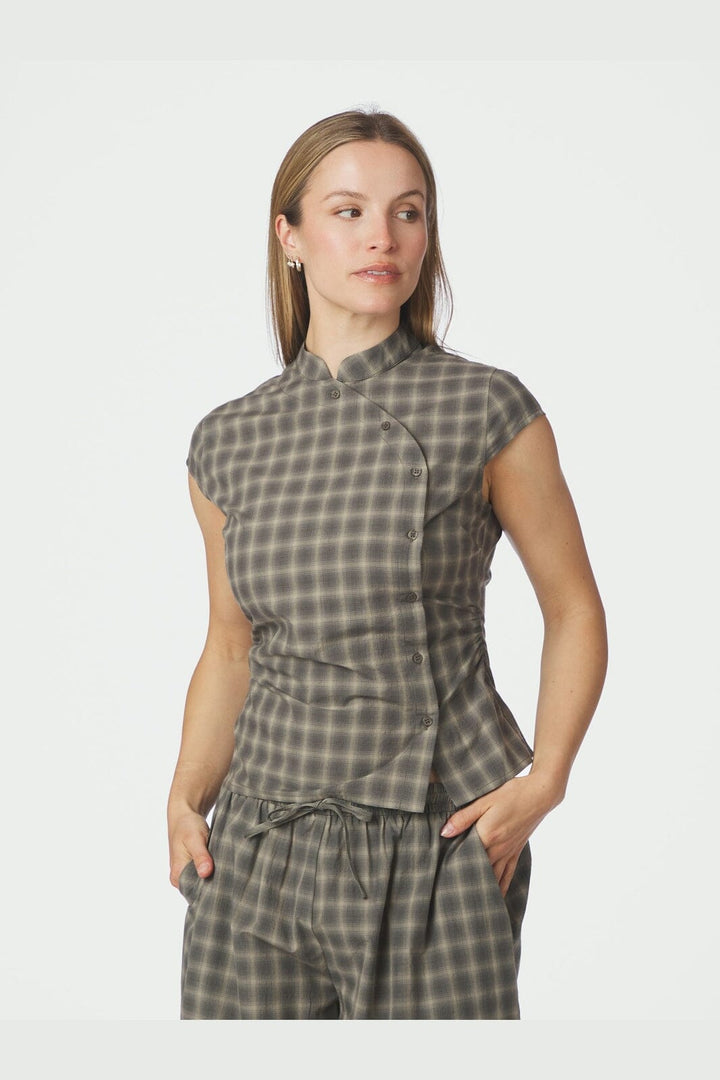 Neo Noir - Pascale Checked Blouse 169633 - 157 - Dusty Army