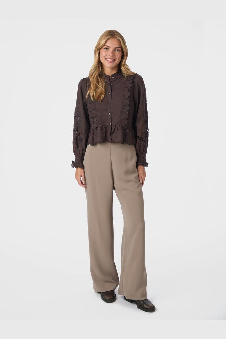 Neo Noir - Petrine Embroidery Blouse 161136 - 676 - Dark Brown