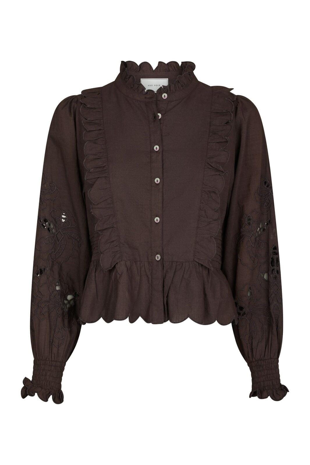Neo Noir - Petrine Embroidery Blouse 161136 - 676 - Dark Brown