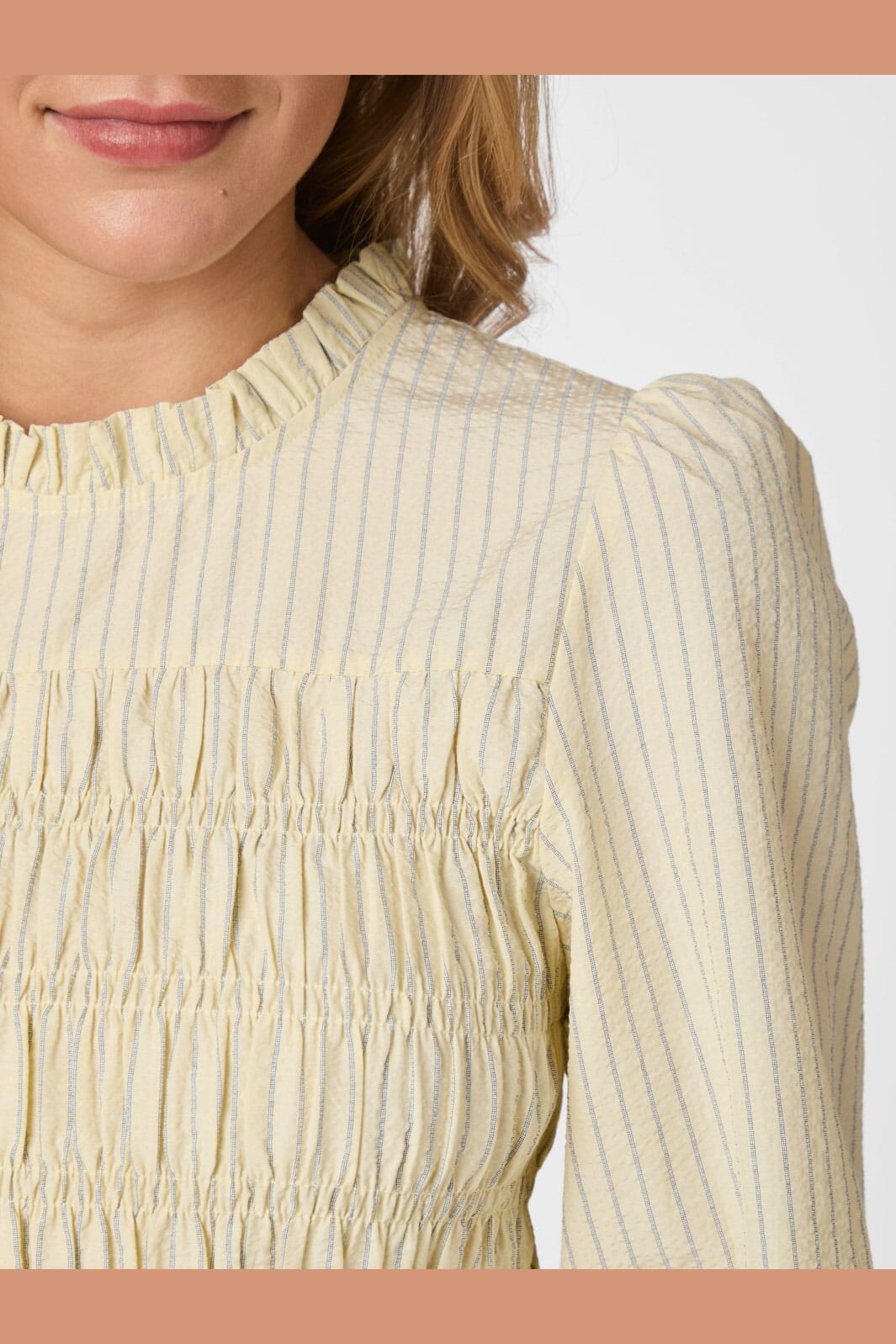 Neo Noir - Possa Crepe Stripe Blouse 166413 - 191 - Light Yellow