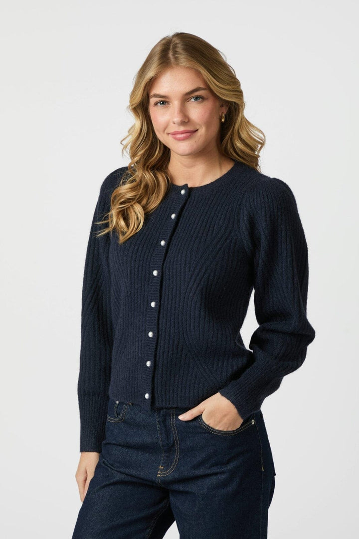 Neo Noir - Puli Knit Cardigan 164838 - 141 - Navy