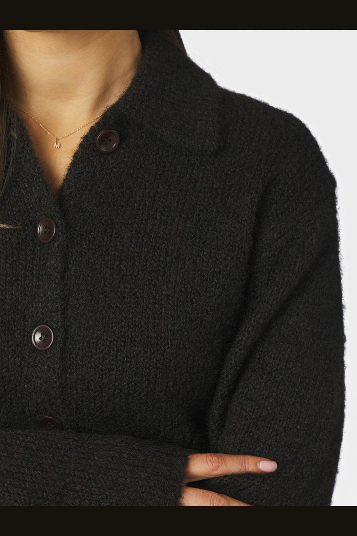 Neo Noir - Ramera Fluffy Knit Cardigan 168267 - 676 - Dark Brown