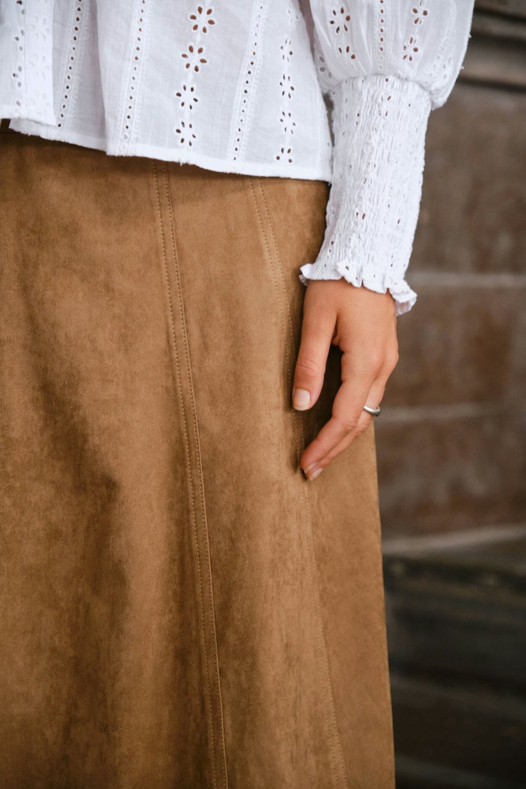 Neo Noir - Raya Faux Suede Skirt 166255 - 604 - Cognac Nederdele 